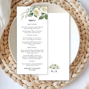 White Roses Elegant Floral Wedding Menu