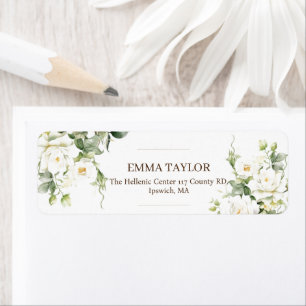 White Roses Elegant Flower Wedding Label