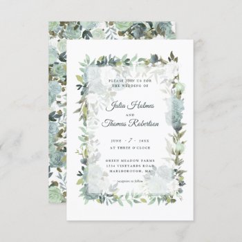 White Roses Elegant Rustic Wedding Invitation by BluePlanet at Zazzle