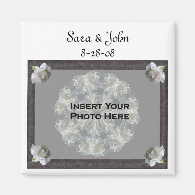 White Roses Elegant Wedding Favor Photo  Magnet (Front)