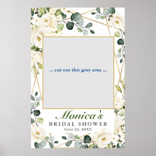 White Roses Eucalyptus  Bridal Shower Photo Prop Poster