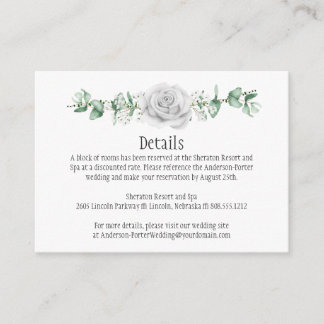 White Roses Eucalyptus Detail Enclosure Cards