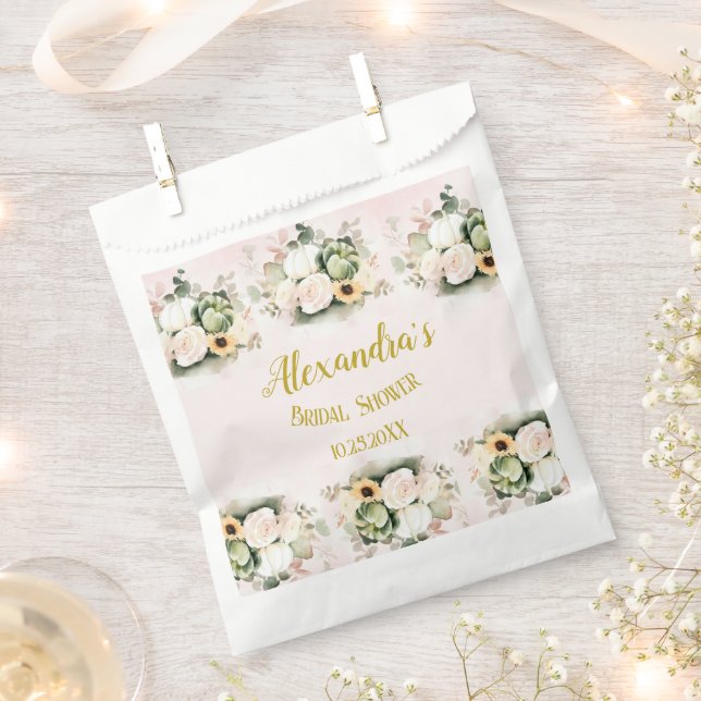 White Roses Fall Pumpkins Favor Bag (Clipped)