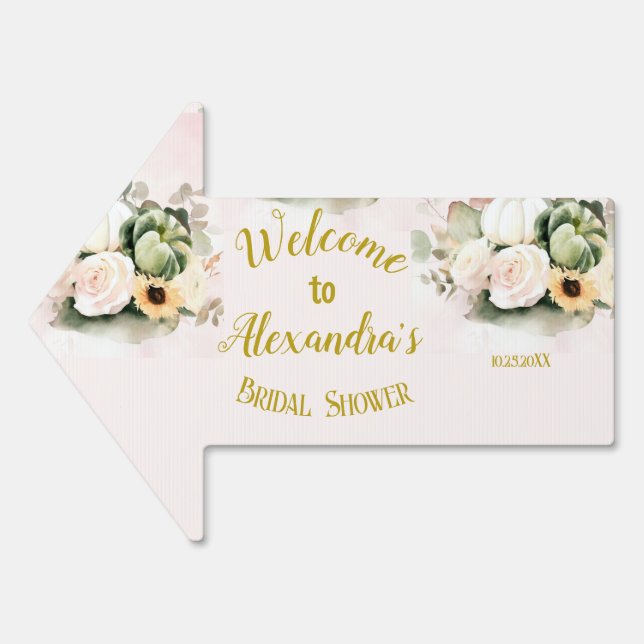 White Roses Fall Pumpkins Sign (Front)