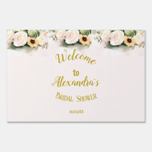 White Roses Fall Pumpkins Sign