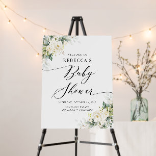 White Roses Floral Baby Shower Foam Board