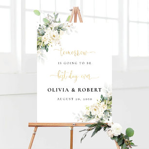 White Roses Floral Best Day Ever Foam Board