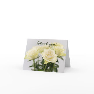 White Roses Floral Bouquet Photo Timeless Thank You Card