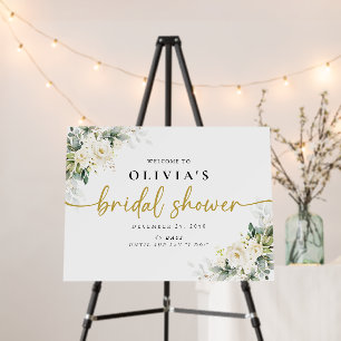 White Roses Floral Bridal Shower Foam Board 