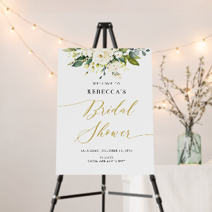 White Roses Floral Bridal Shower Foam Board