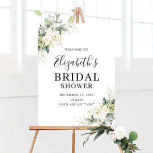 White Roses Floral Bridal Shower Foam Board