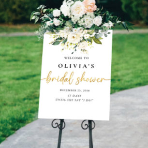 White Roses Floral Bridal Shower Foam Board