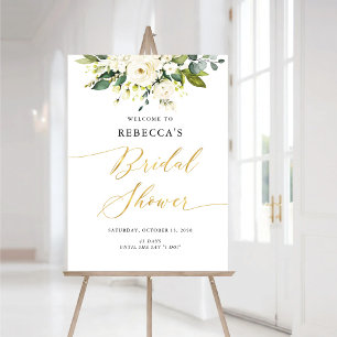 White Roses Floral Bridal Shower Foam Board