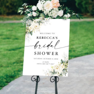 White Roses Floral Bridal Shower Foam Board