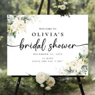 White Roses Floral Bridal Shower Foam Board