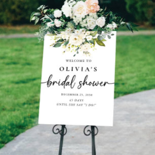 White Roses Floral Bridal Shower Foam Board