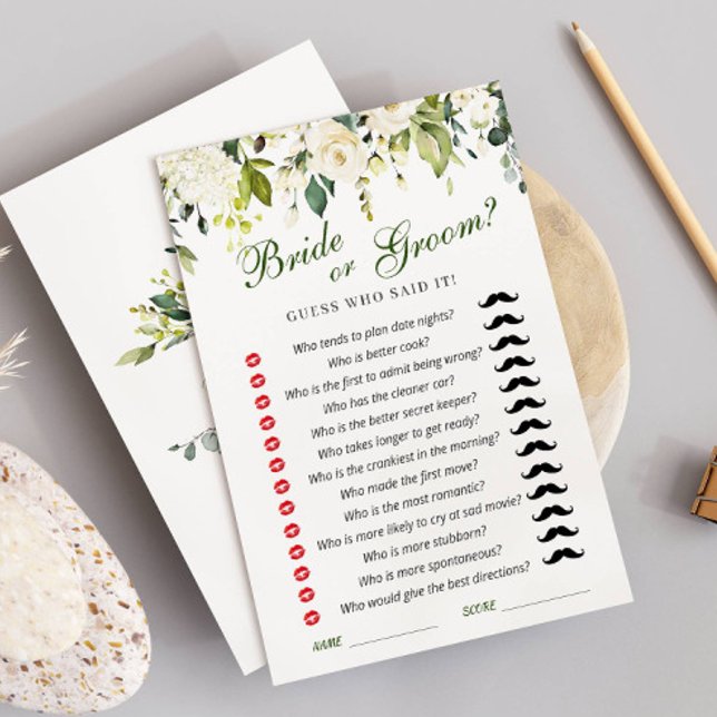 White Roses Floral Bridal Shower Game Card (Creator Uploaded)