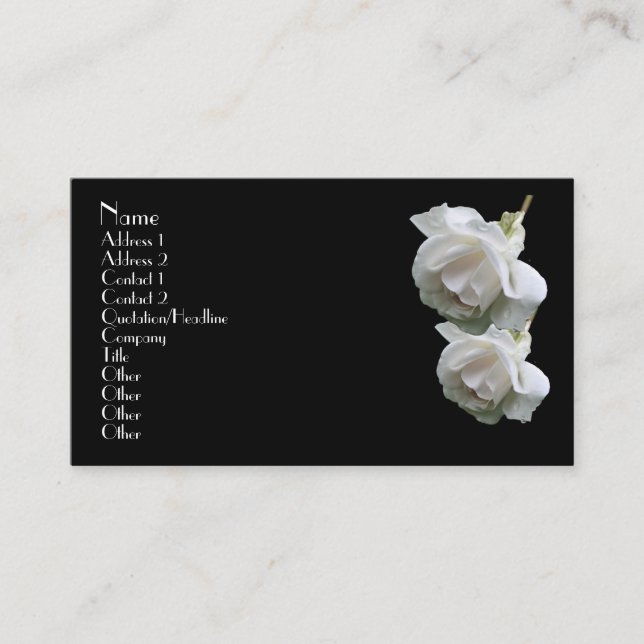 White Roses Floral Business Card (Front)