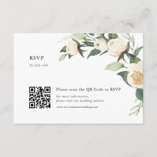 White Roses Floral Frame Wedding Invitation