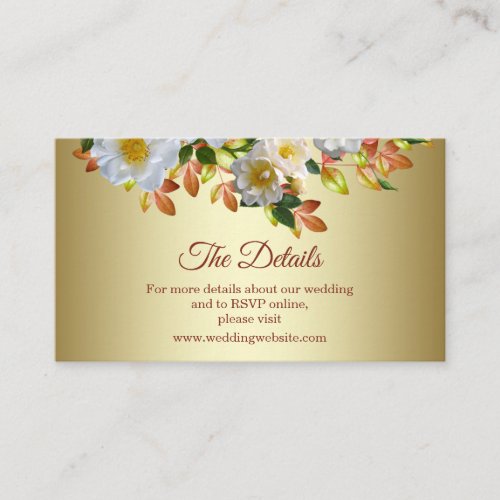 White Roses Floral Gold Enclosure Card
