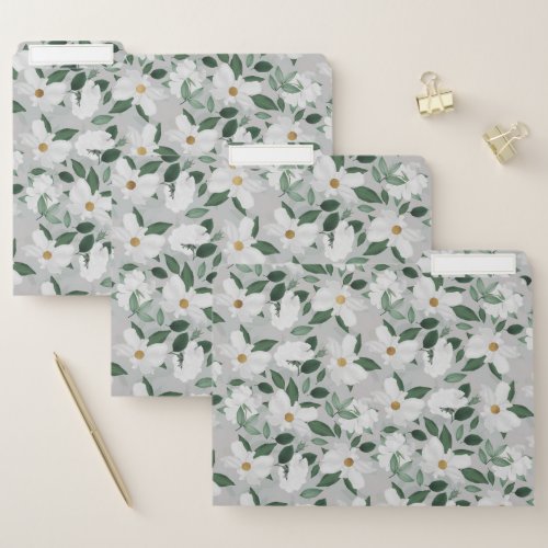 White Roses Floral Painting File Folder