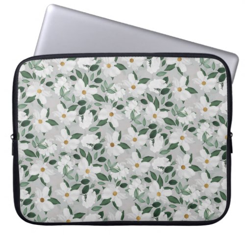 White Roses Floral Painting Laptop Sleeve