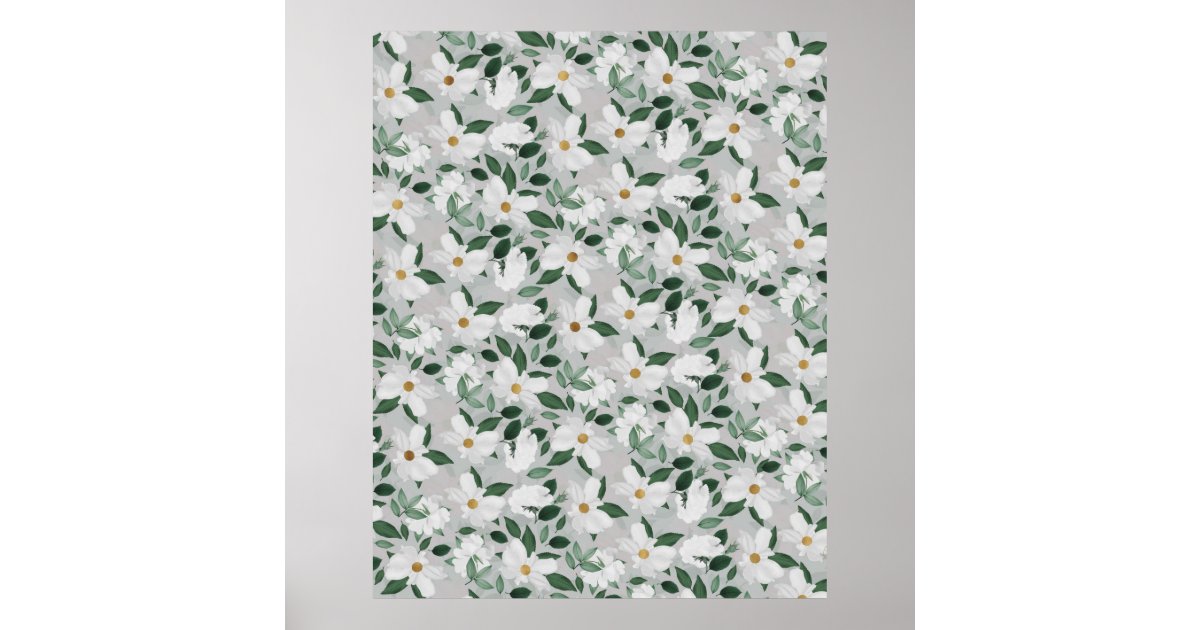 White Roses Floral Painting Poster Zazzle white-roses-floral-painting-poster-zazzle