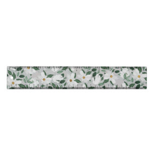 White Roses Floral Painting Ruler