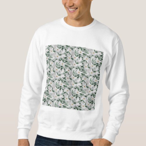 White Roses Floral Painting Sweatshirt