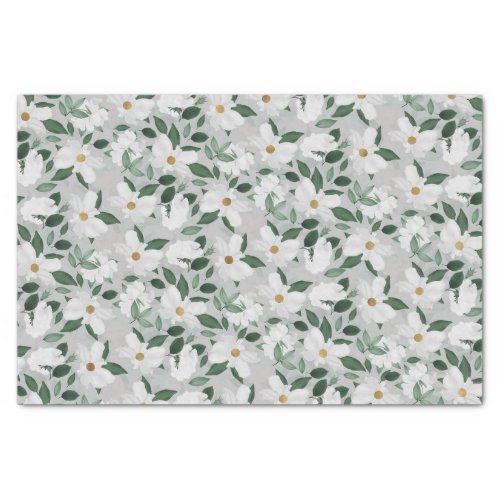 White Roses Floral Painting Tissue Paper
