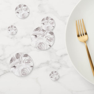 White Roses Floral Rose Modern Elegant Wedding Confetti
