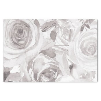 White Roses Floral Rose Modern Elegant Wedding Tissue Paper by printabledigidesigns at Zazzle