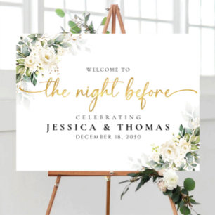 White Roses Floral The Night Before Foam Board