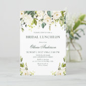 White Roses Floral  Watercolor BRIDAL LUNCHEON Invitation (Standing Front)