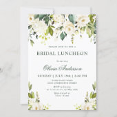 White Roses Floral  Watercolor BRIDAL LUNCHEON Invitation (Front)