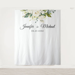 White Roses Floral Wedding Ceremony Backdrop