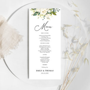 White Roses Floral Wedding Ceremony Menu