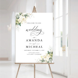 White Roses Floral Wedding Foam Board