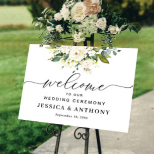 White Roses Floral Wedding Foam Board