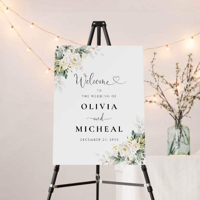 White Roses Floral Wedding Foam Board (In Situ (Stand))