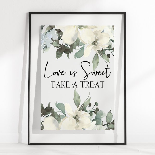 White Roses Floral Wedding Love Is Sweet Favor Poster (Creator Uploaded)