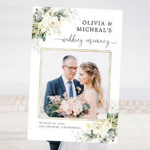 White Roses Floral Wedding Photo Prop Foam Board