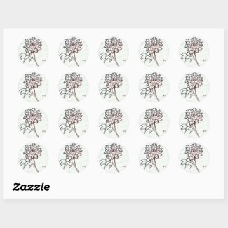 white roses flower classic round sticker