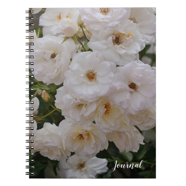 White Roses Flower Floral Journal Notebook (Front)