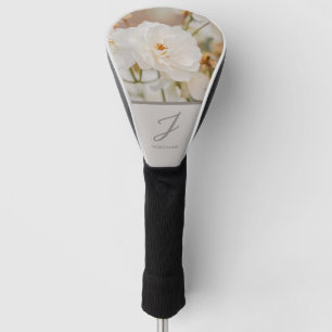 White Roses Flower Photo With Monogram And Name Golf Head Cover