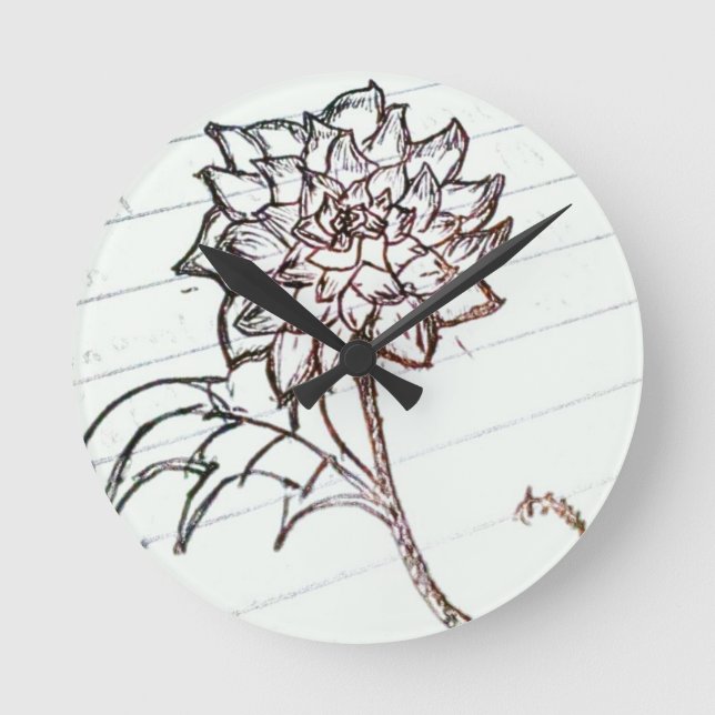 white roses flower round clock (Front)