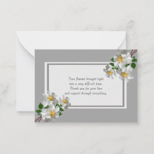 White Roses Flowers After Funeral Thank You Cards