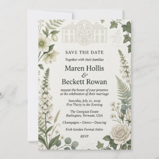 White Roses, Foxgloves, Hellebores, Ivy, Estate Il Invitation