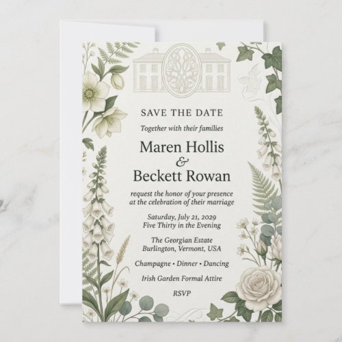 White Roses, Foxgloves, Hellebores, Ivy, Estate Il Invitation