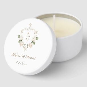 White Roses Frame Religious Wedding Mini Candle Favors